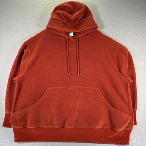 Nike Sherpa Hoodie‎ Sweatshirt Womens 3X Dark Orange Center Swoosh Oversized